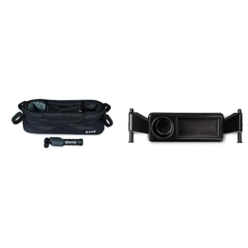 BOB Gear Deluxe Handlebar Console with Tire Pump for Single Jogging Strollers Bundle, Black + BOB Gear Deluxe Snack Tray for Single Jogging Strollers
