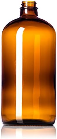 Sally' Organic 32o Ambe Glas Bottle  Pac wit USA-Mad Tigh Sea Lid Quart-Size Brow Glas Growler fo Beer Kombucha an Juic Storage
