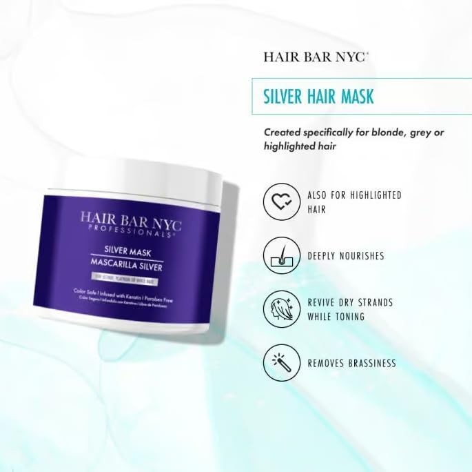 Hai Ba NY Silve Mask 16.9o 500m Tripl Powe Tonin Purpl Hai Mas fo Blonde Silve Platinu Hai Infuse wit Kerati Biotin