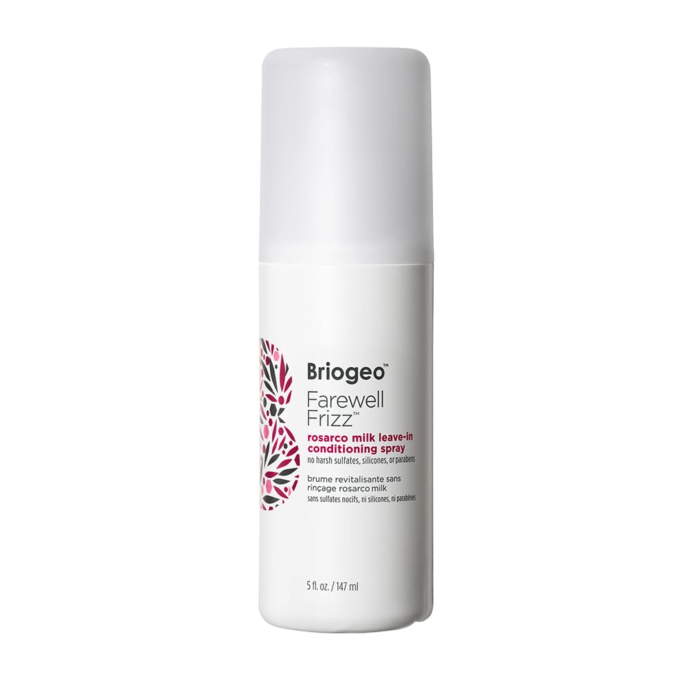 Briogeo Farewell Frizz Rosarco Milk Leave-In Conditioning Spray, Anti Frizz Leave In Conditioner for Curly Hair, Hair Detangler Spray Hair Moisturizer with Argan Oil, Vegan, Cruelty-Free