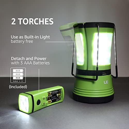 L LE Campin Lanter Rechargeable 600LM Detachabl Flashlight Campin Essentials Perfec Lanter Flashligh fo Hurrican Emergency Hiking Fishin an More US Cabl an Ca Charge Included