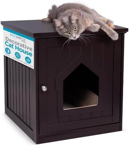 INTERNET' BES Decorativ Ca Hous Sid Table Nightstand Pe Crate Hidde Litte Bo Enclosure Multi-Functiona Kitt Furniture Hidin Spot Woode Cabine fo Cats Kitte Hom Espresso