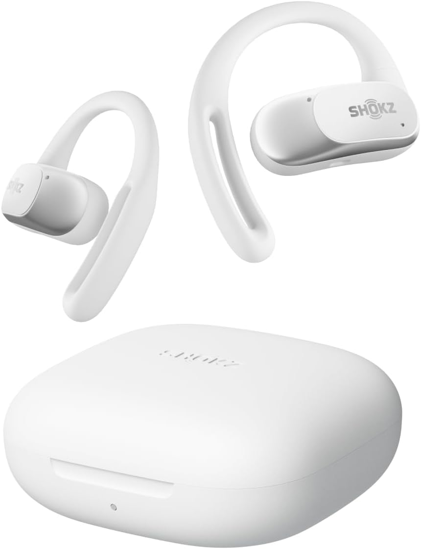 SHOKZ OpenFit Air - Open-Ear Headphones, True Wireless Earbuds, Water Resistant, Secure Earhooks for Daily Use, White