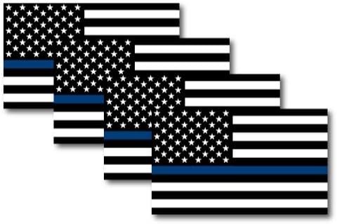 Magnet Me Up Thin Blue Line American Flag Magnet Decal, 3x5 inches, 4 Pack, Heavy Duty Automotive Magnet for Car Truck SUV, in Support of and Law Enforcement Officers