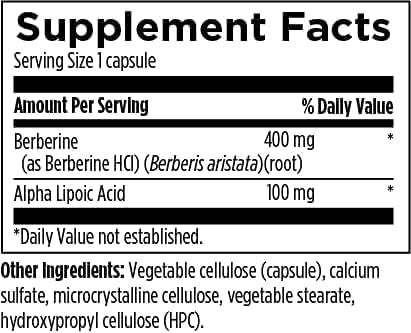 Design fo Healt Berberin Synerg Berberin HC 400m Alph Lipoi Aci (ALA fo Metabolism Hear Healt Live Suppor Vegan Non-GM Berberin Supplemen (6 Capsules)