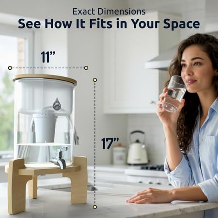 Invigorated Water pH Recharge Glass Alkaline Water Dispenser Filter System - Countertop Purifier Pitcher for Home and Office - High pH Pure Drinking Water Filtration- 8.5L/2.25 Galinch