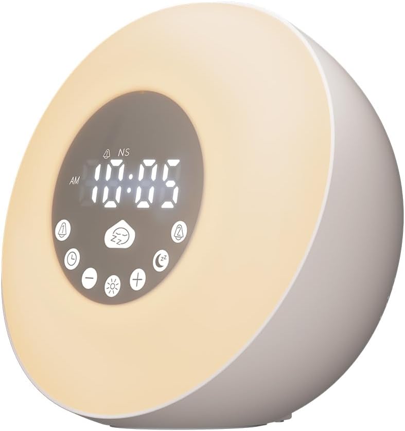 Glocusen Sunris Alar Clock Sunris Simulatio Wak U Light Slee Ai Mod wit Timer 4-in- Whit Nois Machine Bluetoot Speaker F Radio Dua Alarm wit Snooz fo Adults Bab Bedroom