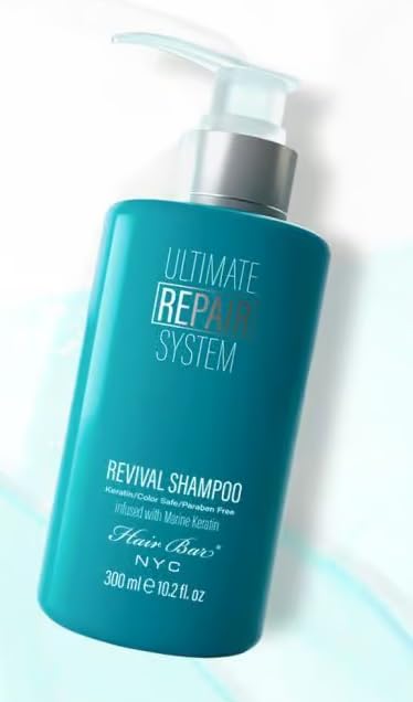 Hair Bar NYC Ultimate Repair System Shampoo (1000ml / 33.8 Fl oz) Intense Moisturizing and Nourishing Formula with Hydrolyzed Keratin for All Hair Types, Reduces Static and Increases Volume