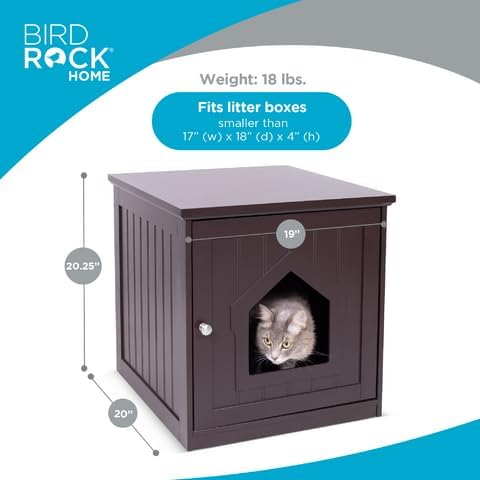 INTERNET' BES Decorativ Ca Hous Sid Table Nightstand Pe Crate Hidde Litte Bo Enclosure Multi-Functiona Kitt Furniture Hidin Spot Woode Cabine fo Cats Kitte Hom Espresso