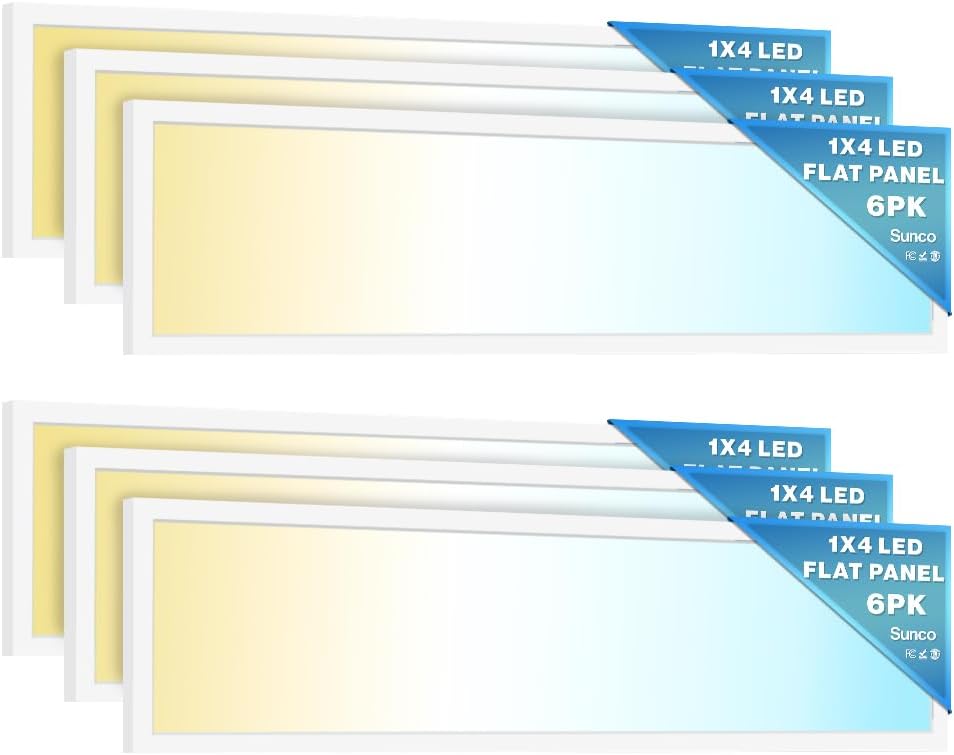 Sunc Lightin Pac 1x LE Fla Pane Light Dua Selectabl CC 3500K/4000K/5000 Selectabl Wattag 30W/40W/46W 5700LM 0-10 Dimming Matt Whit Dro Ceilin Fixtur ETL DLC
