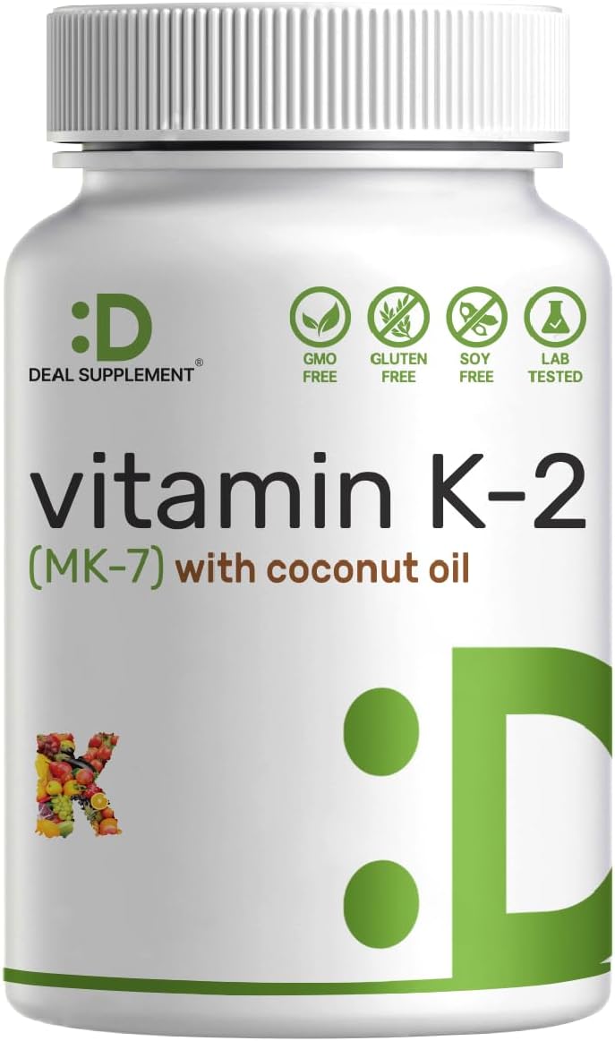 DEA SUPPLEMEN Vitami K MK- 200mc Pe Serving 24 Coconu Oi Softgel Easil Absorbe Menaquinone- For Bone Joint Immun Suppor Non-GMO