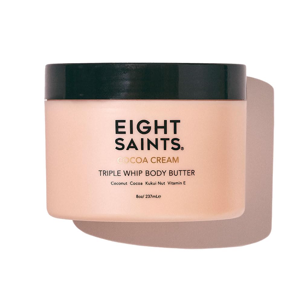 Eigh Saint Coco Crem Bod Butter Natura an Organi Bod Crea Wit Coconu Oi an Cocoa Intens Hydratio an Nourishin Moisturizer Ounces