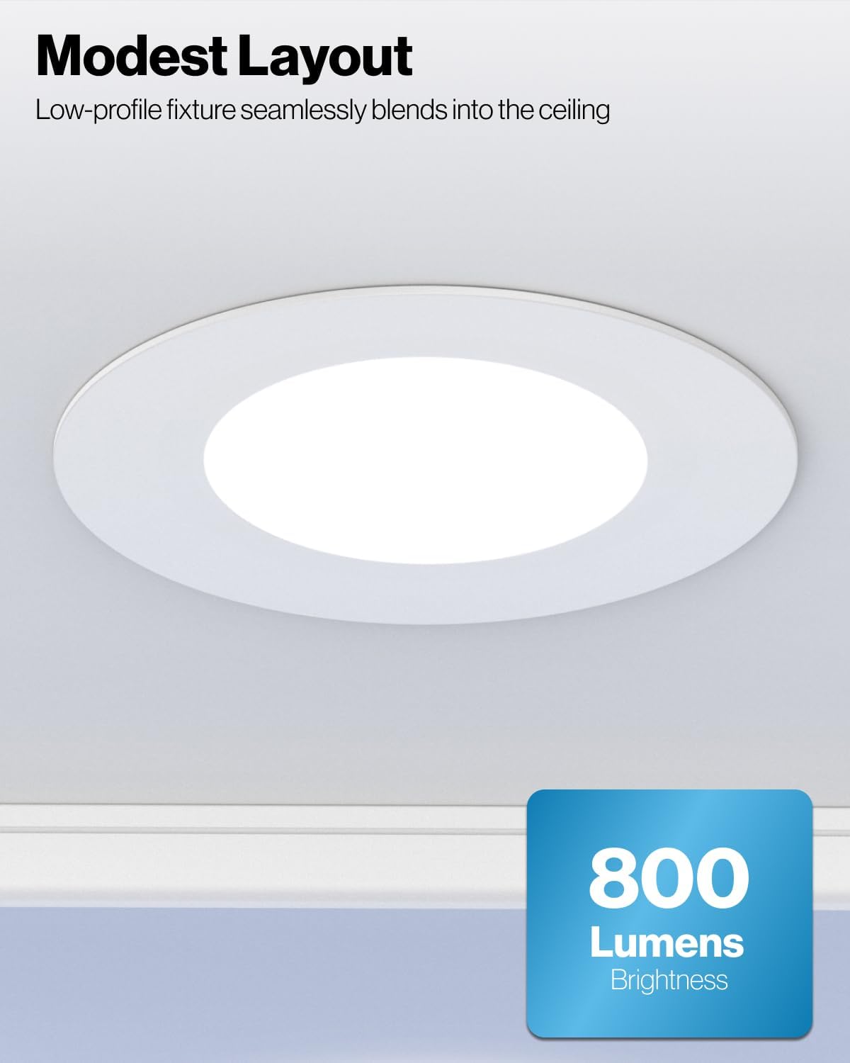 Sunco 24 Pack 4 Inch LED Flat Recessed Light, Retrofit Ceiling Can Lighting, 800 LM, Selectable CCT 2700K/3000K/4000K/5000K, Dimmable, 10W=60W, 50,000 Lifetime Hours UL