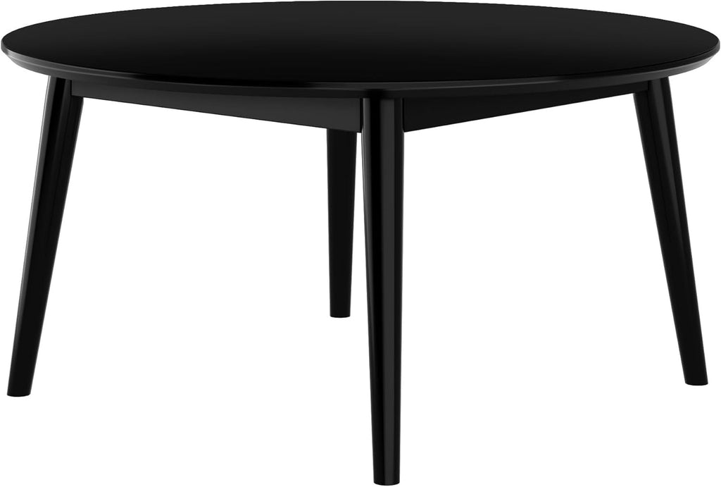 Plank+Beam Mid Century Modern Coffee Table, 36 Inch Wood Coffee Tables for Living Room, Round Center Table, Cocktail Table for Small Spaces, Black