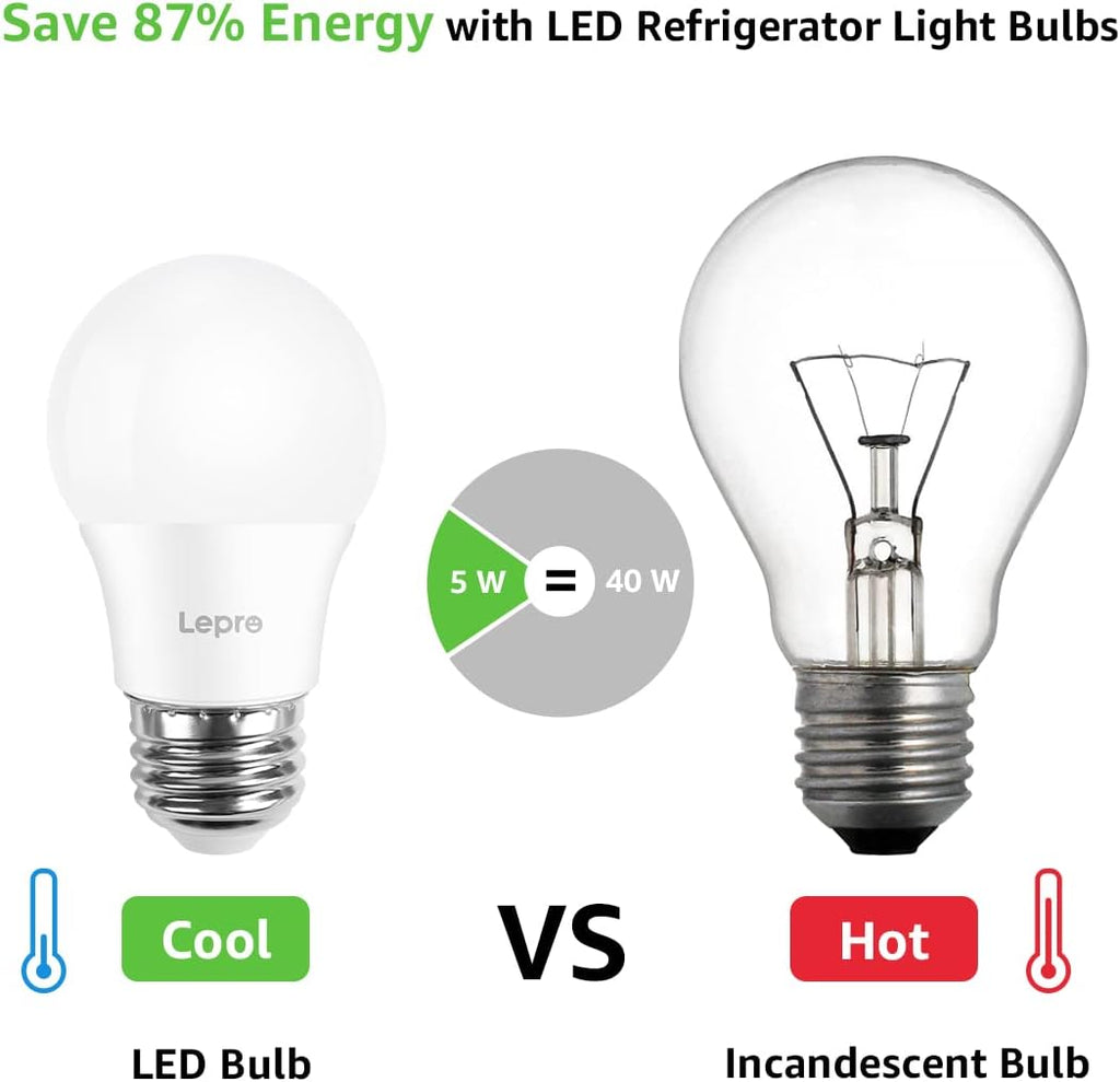 Lepr LE Refrigerato Ligh Bul 40 Equivalen Waterproo Applianc Bul Replacemen fo Frigidaire 5000 Dayligh Non-Dimmabl Freeze Bulb wit 45 Lumen 120 5 A1 E2 Mediu Base Pack