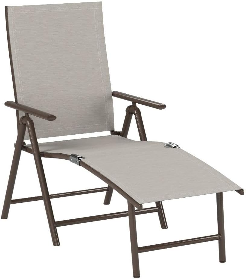 Kozyard Cozy Aluminum Reclining Lounge Chair for Beach Yard Pool Deck Patio - Outdoor Chaise Lounge with Drink Holder, Weather Free, Adjustable - Assemble-Free (2 Pack, Beige)