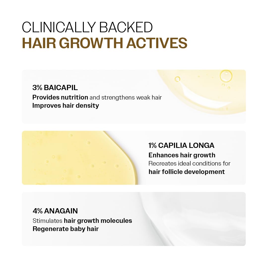 Bare Anatomy Advanced Hair Growth Serum| 3% Redensyl - 2x Better Results than Minoxidil | +4% Anagain + 3% Baicapil | Rosemary, Biotin | Hair growth & Hair fall control serum for Women Men | Pack of 3