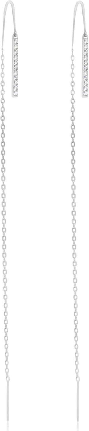 Benevolence LA Gold Dipped Threader Earrings for Women, Pull Through Long Chain Hanging Dainty Drop Earrings, Lightweight Fashion Jewelry, Versatile Everyday Wear, Gift Ready