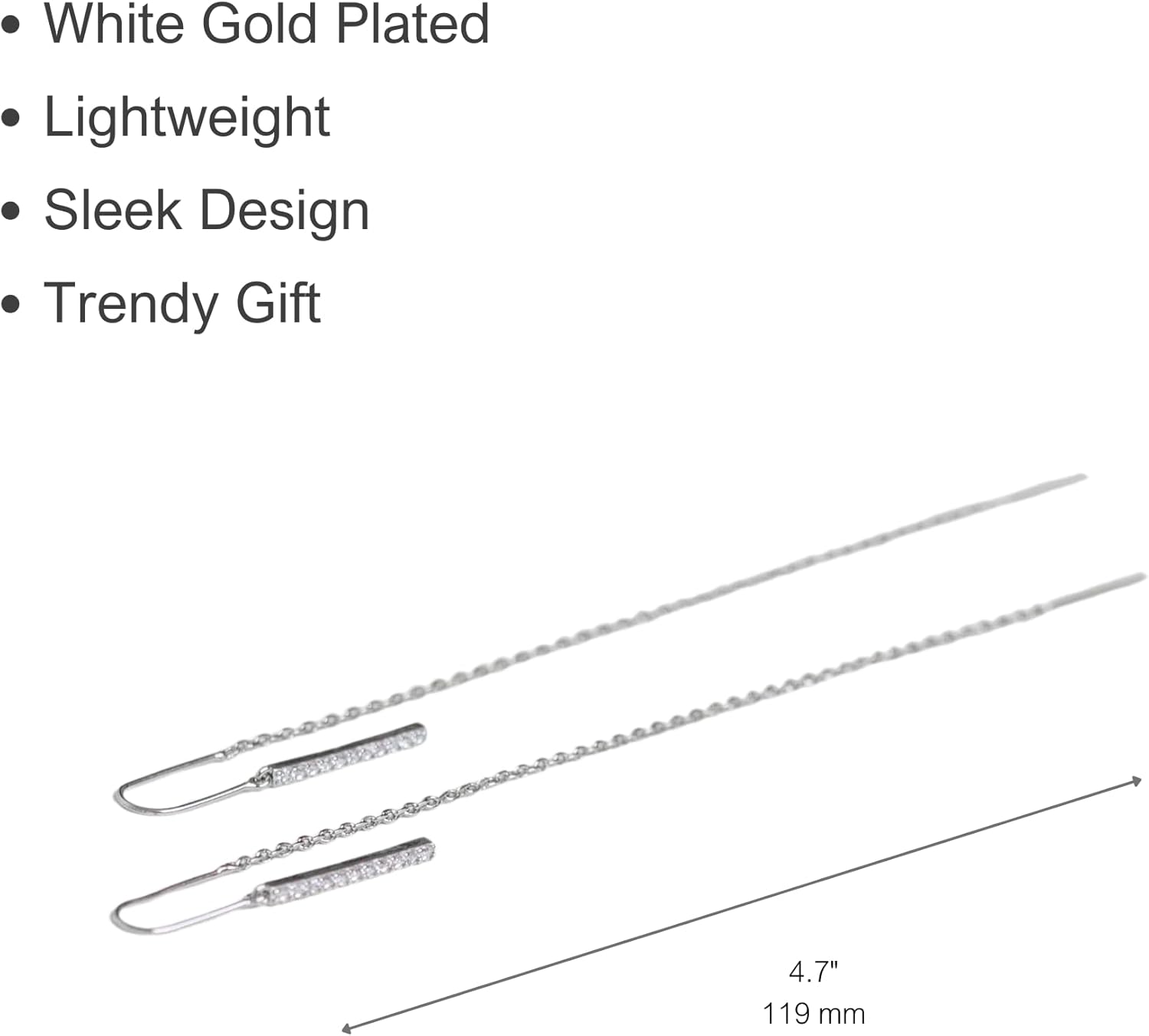 Benevolence LA Gold Dipped Threader Earrings for Women, Pull Through Long Chain Hanging Dainty Drop Earrings, Lightweight Fashion Jewelry, Versatile Everyday Wear, Gift Ready