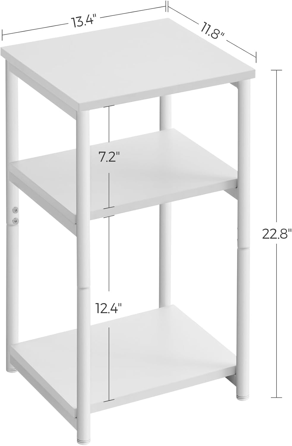 Side Table, Small End Table, Tall Nightstand for Living Room, Bedroom, Office, Bathroom, White ULET273W14
