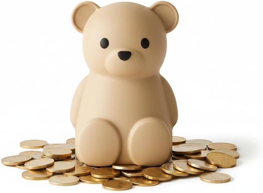 Neutra Silicon Tedd Bea Coi Ban fo Kids Baby an Toddler Unbreakabl Pigg Ban fo Kid -Nurser Deco Durabl Mone Ban Gif fo Children