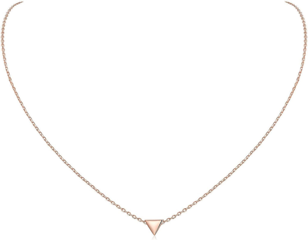 ChicSilver Personalized 925 Sterling Silver Dainty Small Heart/Star/Moon/Dot/Triangle Pendant Necklace for Women, Silver/Gold/Rose Gold/Black (with Gift Box)