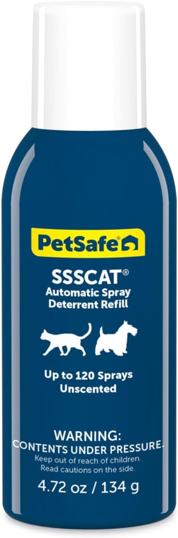 PetSafe SSSCAT Automatic Spray Pet Deterrent - Contactless Behavior Correction - Motion Sensor Air Burst - Odorless - Non-Staining - Versatile Placement Spray - Refill Can
