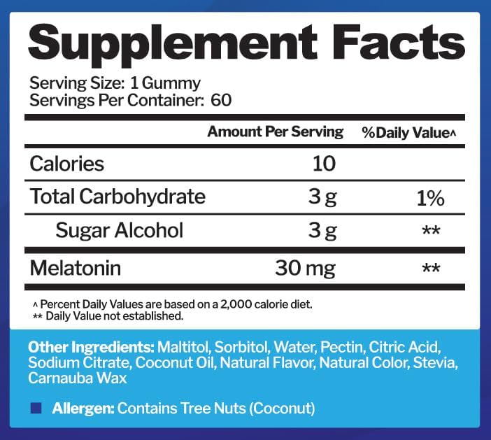 Melatoni 30m Gummie fo Adult (6 Servings Maximu Strengt Slee Suppor wit 30m o Melatoni Pe Gumm Gluten-Free Sugar-Free Non-GMO 100 Vegetarian Strawberr Flavo 6 Gummies