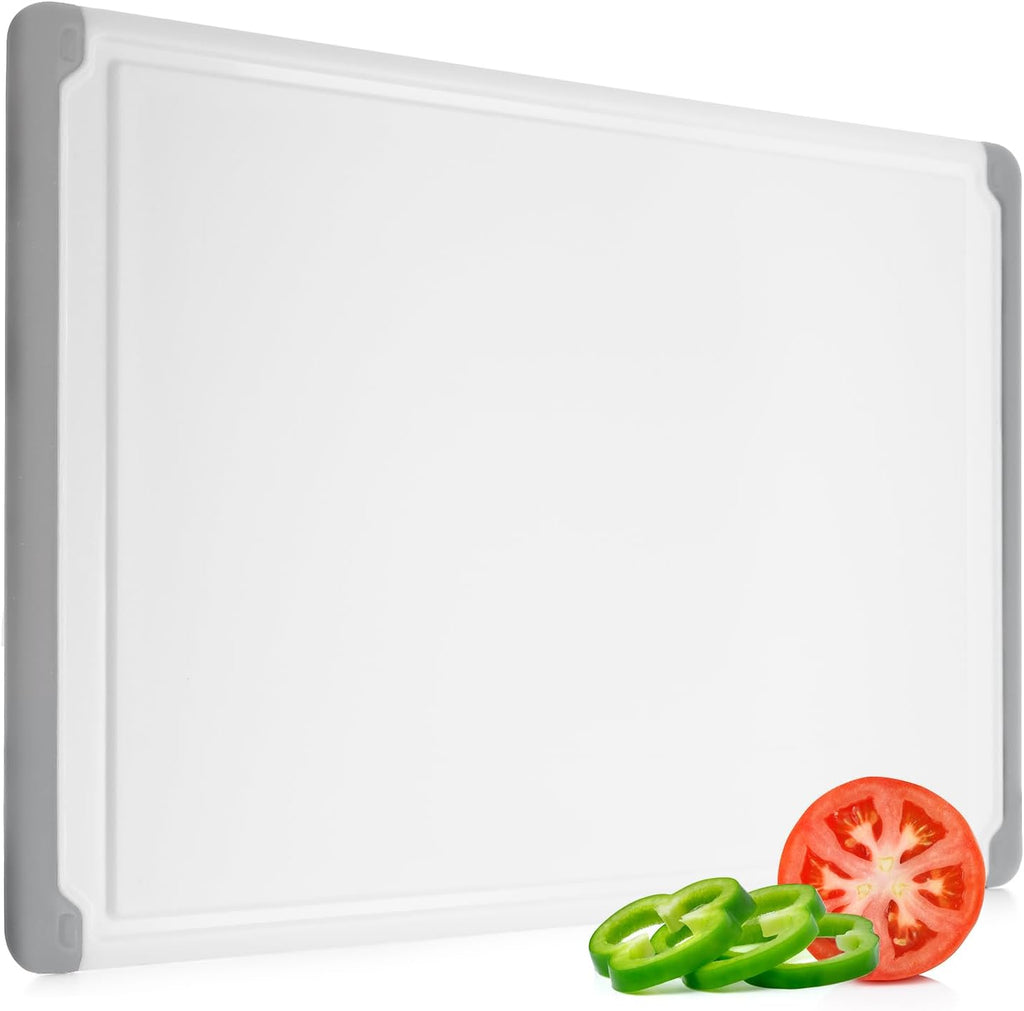 Large Cutting Boards for Kitchen - Dishwasher Safe Non-Slip Cutting Boards with Juice Grooves, Easy Grip Handles - Large and Thick Chopping Board (Grey)