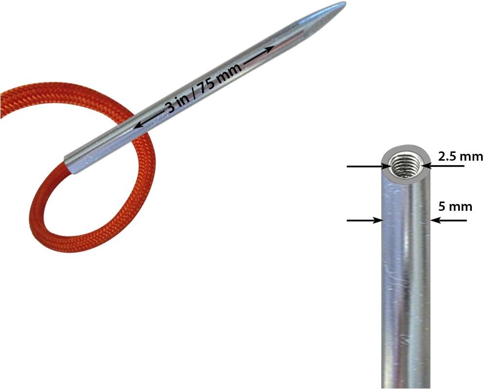 SafetyCar Stainles Stee 55 Paracor Leathe Stitchin FI Lacin Needl 3i (75mm Lon fo 1/8i (3mm Lace String  Needl Pack