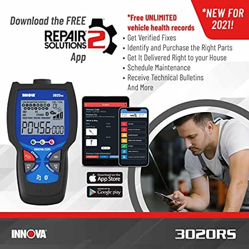 INNOV 3020R Fas Easy-to-Us Chec Engin Cod Reader OBD Sca too fo AB Clea wit Fi Par Recommendations Maintenanc Schedules Fre TSB o iPhon Android