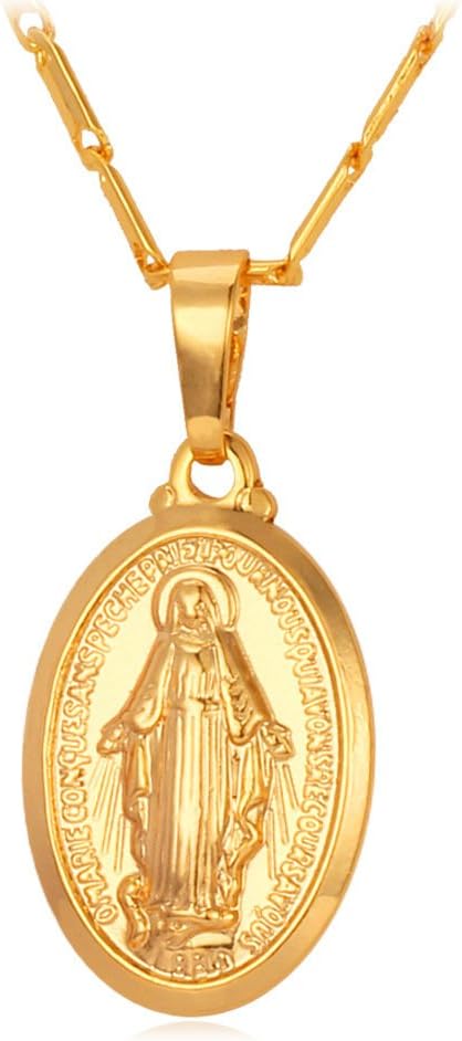 U7 Saint Benedict/Michael Medal Necklace, 316L Stainless Steel Virgin Mary Necklace for Men Women, Bible Verse Protection Necklace Catholic Jewelry,22inch-24inch Adjustable