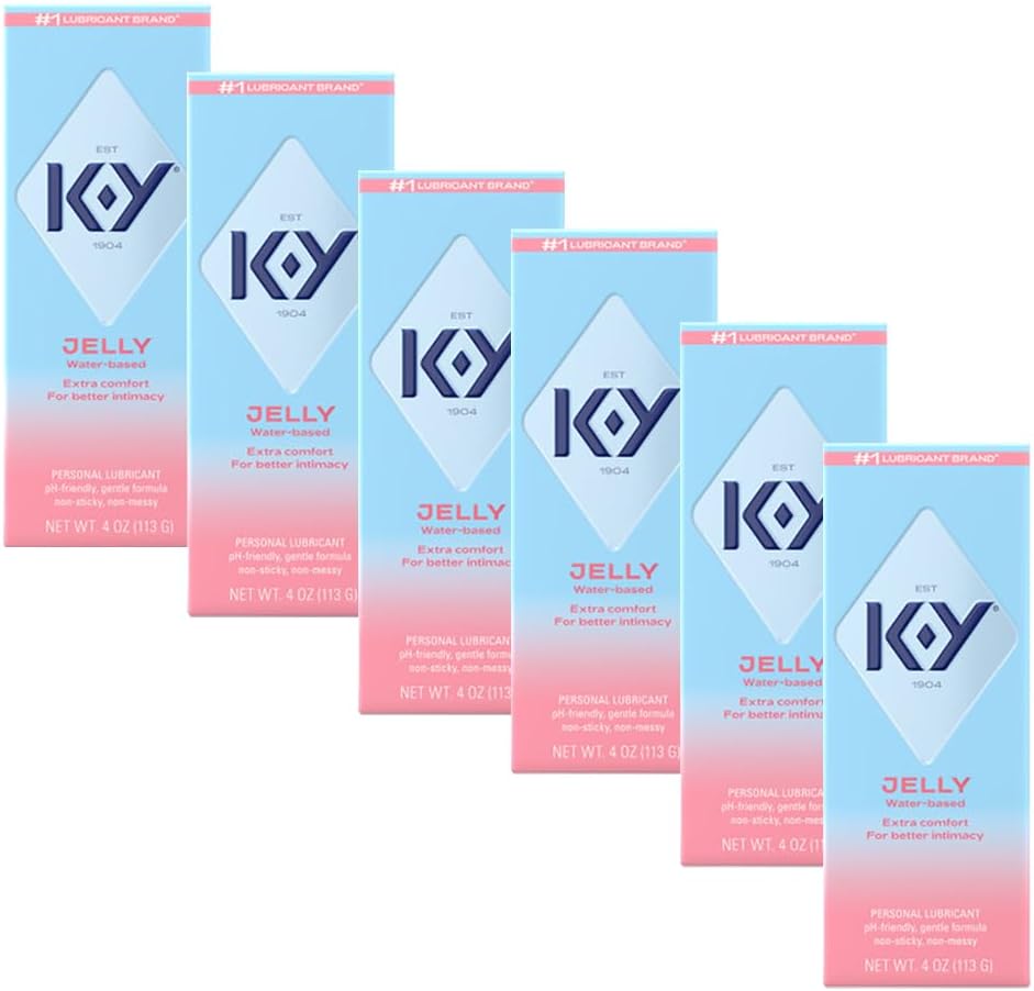 K-Y Jelly Classic Water-Based Body Friendly Formula 4 Fl Oz. Personal Lubricant for Wetter Sex for Men, Women and Couples Safe to Use with Latex Condoms (6 Pack)