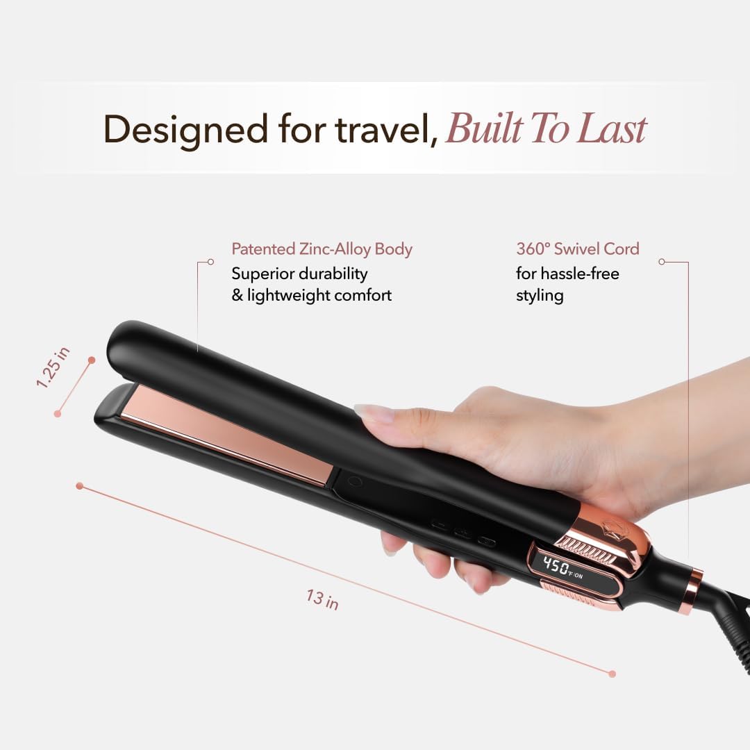 SRILabs StyleQ Flat Iron Hair Straightener Styler - GraphFlow Techonology, Negative Ions, Infrared Light Therapy, 12 Heat Settings for Straight, Smooth, Waves and Curls: All Hair Types