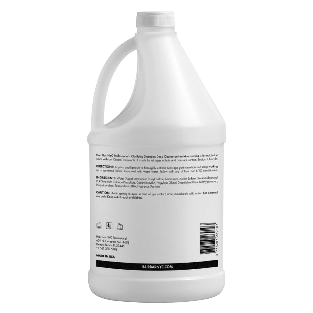 Hair Bar NYC Clarifying Anti-Residue Deep Cleansing Shampoo | Salon Quality Formula for Oily Hair Scalp, Effectively Removes Product Buildup | 3785ml / 1 US fl gallon|Deep Cleansing