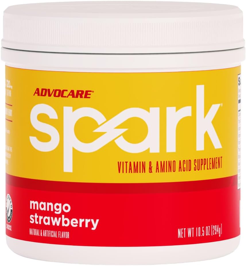 AdvoCare Spark - Energy Drink Mix - Vitamin Amino Acid Supplement - Supports Energy Focus - Portable Immune Support - Sugar-Free - Mango Strawberry (10.5 oz)
