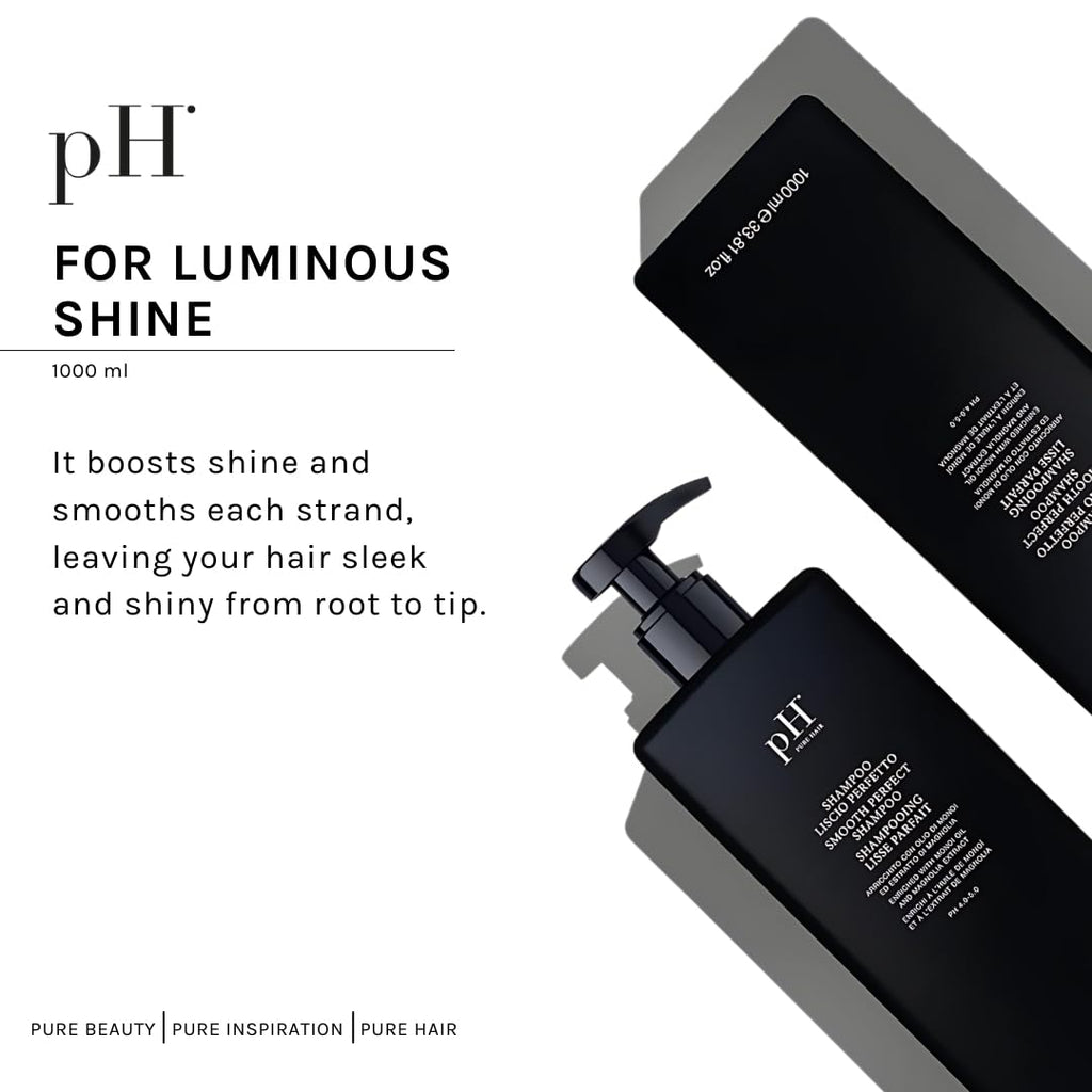 pH PURE HAIR Smooth Perfect Anti-Frizz Shampoo - Sulfate-Free Hydrating Hair Shampoo with Monoi Hair Oil Magnolia Extract - Safe for Color-Treated Hair - 33.8 oz