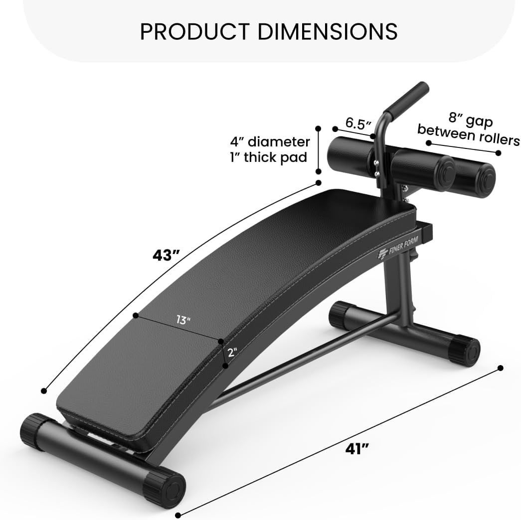 Finer Form Gym-Quality Adjustable Sit Up Ab Bench Decline Weight Bench for Home Gym Strength Training.