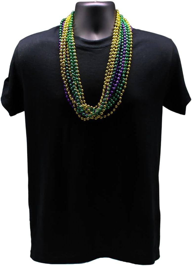 3 inc 07m Roun Metalli Purpl Gol an Gree Bead  Doze (7 necklaces)