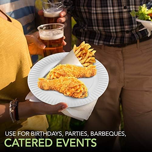 Stock Your Home 9-Inch Paper Plates Uncoated, Everyday Disposable Plates 9inch Paper Plate Bulk, White, 200 Count