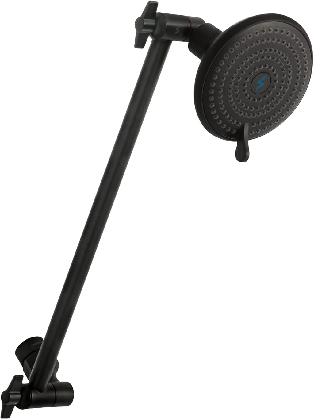 16inch Solid Brass Shower Head Extension Arm - Flexible Height Angle Adjustable Shower Arm Extension for Rain Showerheads with Sturdy Lock - Universal Pipe Connection (Midnight Black Matte)