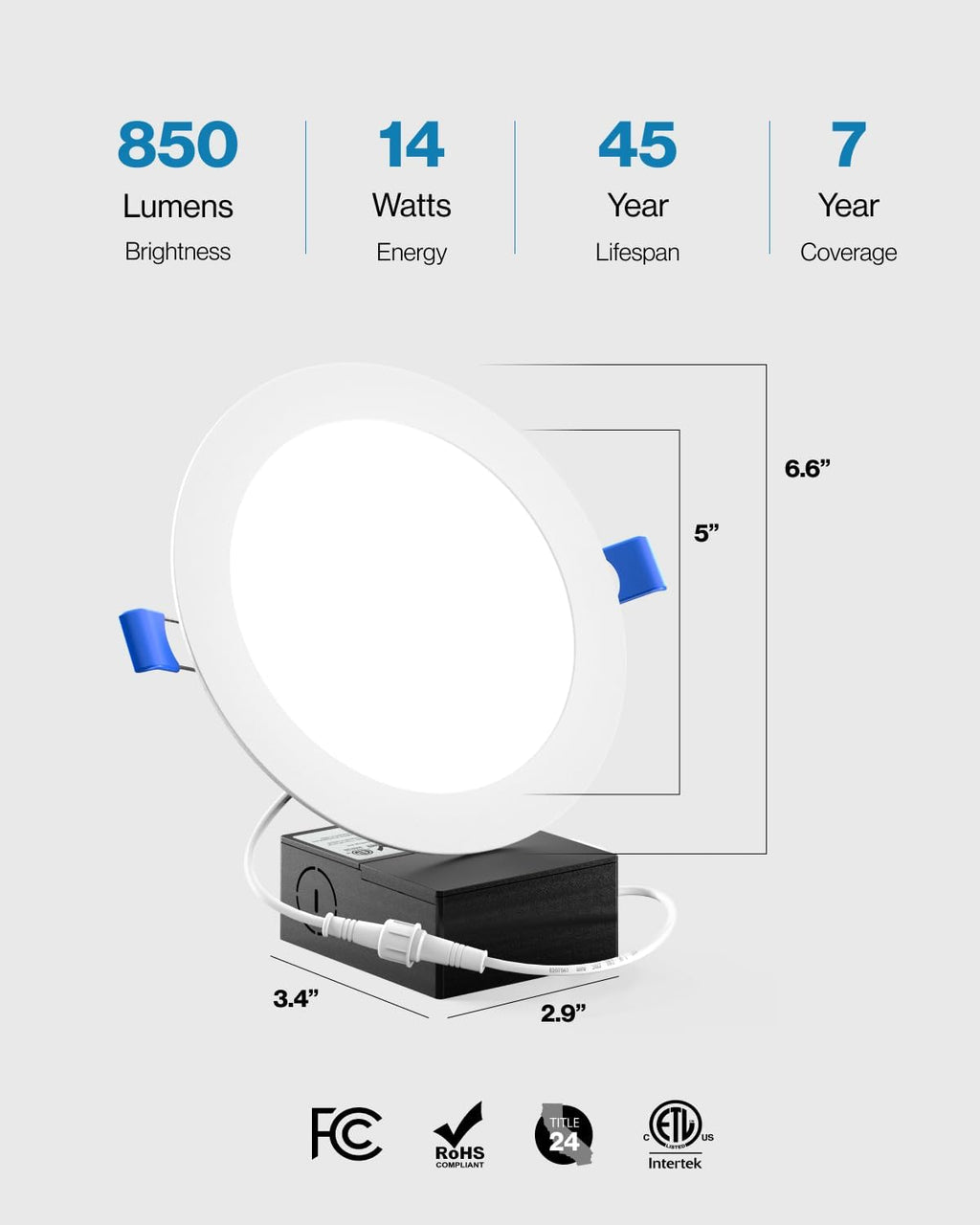 Sunc 9 Pac Inc Ultr Thi LE Recesse Ceilin Lights Sli Canles wit Junctio Box 85 LM 3000 War White Dimmable 14W=100W Wafe Thin 5000 Lifetim Hour ETL.