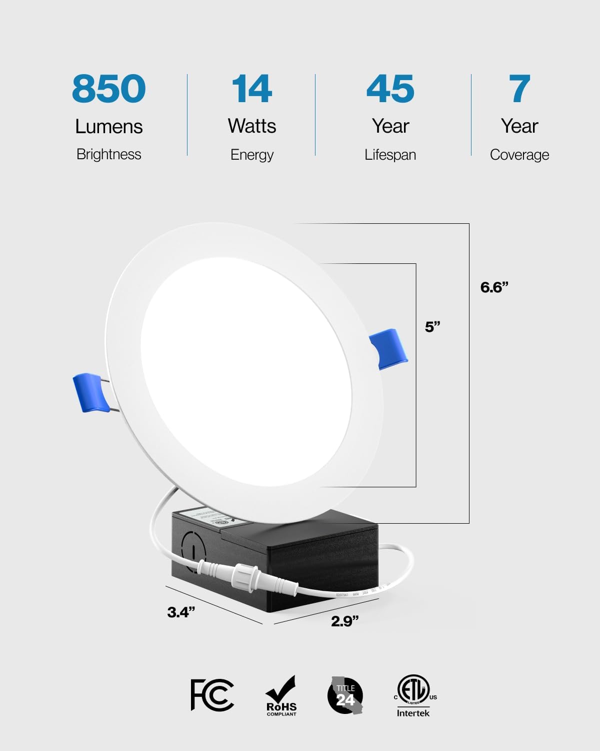 Sunc 9 Pac Inc Ultr Thi LE Recesse Ceilin Lights Sli Canles wit Junctio Box 85 LM 3000 War White Dimmable 14W=100W Wafe Thin 5000 Lifetim Hour ETL.