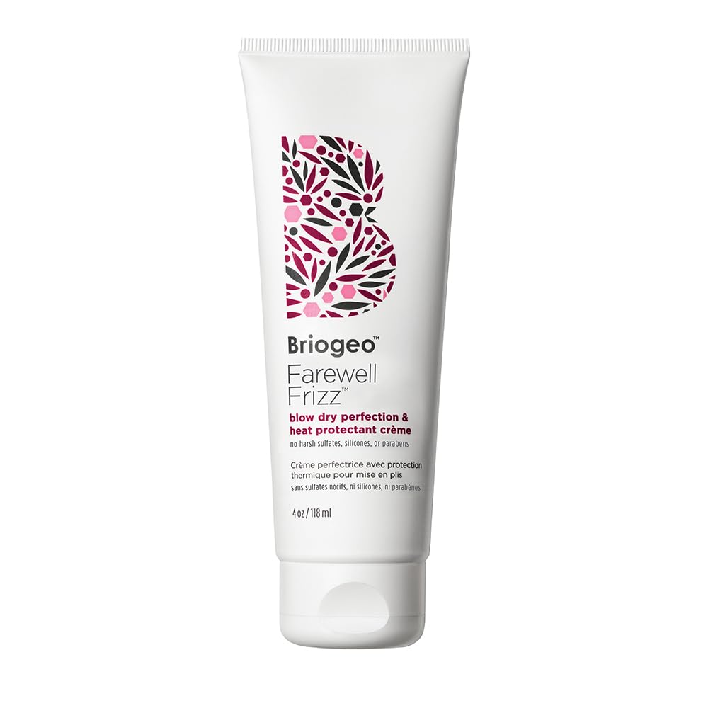 Briogeo Farewell Frizz Blow Dry Perfection & Heat Protectant Cr¨¨me, Anti Frizz Hair Cream with Argan Oil for Styling, Silicone-free, Heat Protectant, Smooths Hair, Vegan, Cruelty-Free