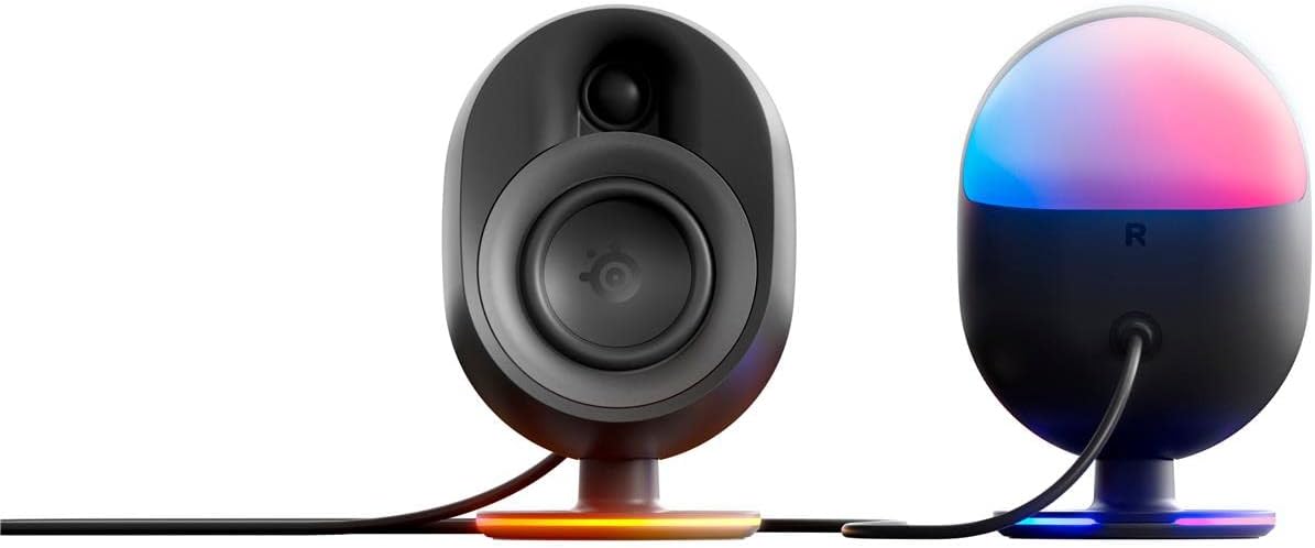 SteelSeries Arena 9 Illuminated 5.1 Desktop Gaming Speakers ¨C 5.1 USB Surround Sound ¨C Wireless Rear Speakers ¨C 2-Way Speaker Design ¨C Subwoofer ¨C RGB Light, Bluetooth ¨C PC, PlayStation, Mobile, Mac