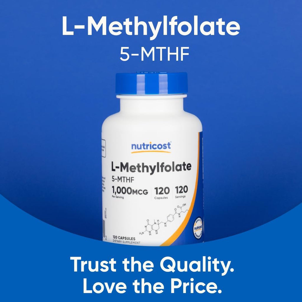 Nutricost Methylfolate 1000mcg, 120 Vegetarian Capsules - Gluten Free, Non-GMO