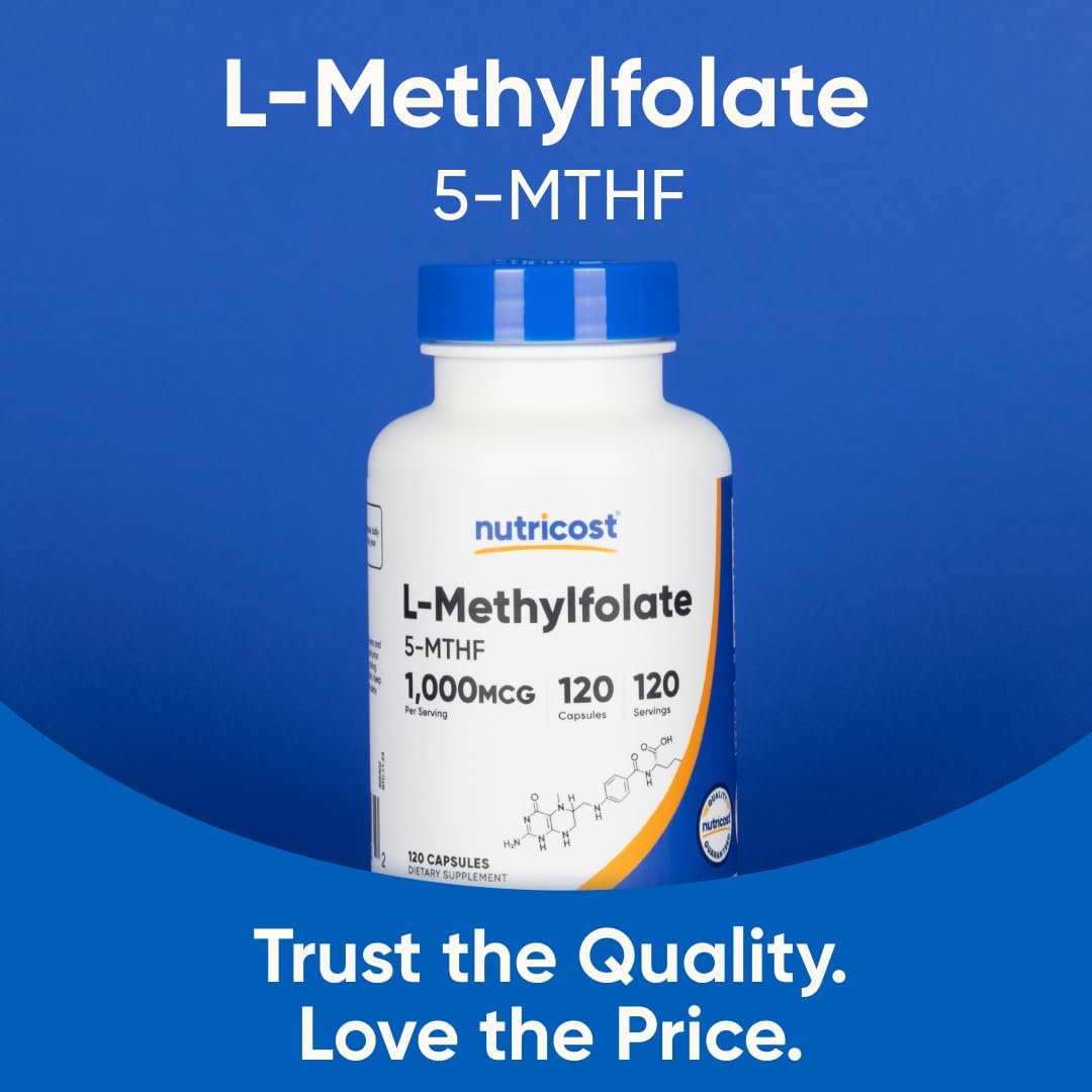 Nutricost Methylfolate 1000mcg, 120 Vegetarian Capsules - Gluten Free, Non-GMO