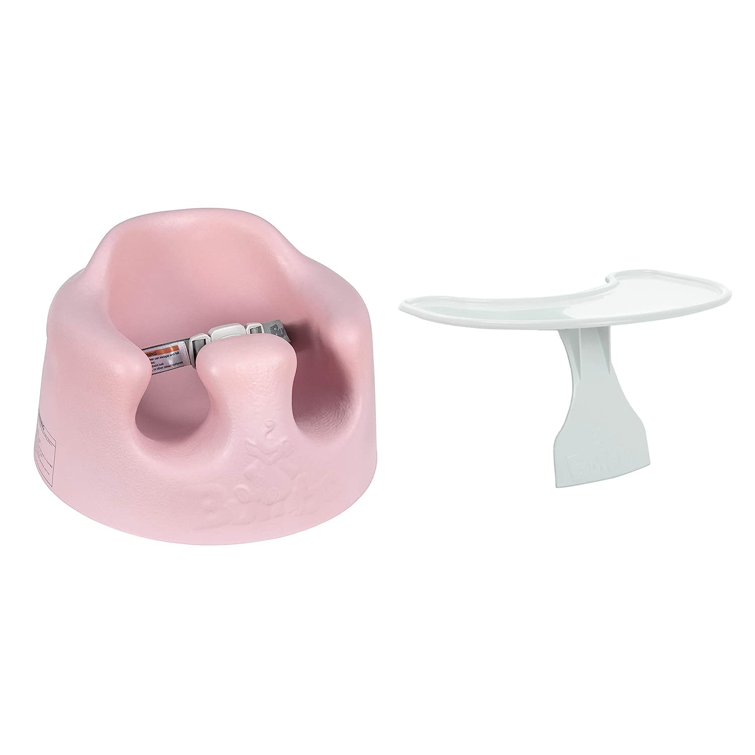 Bumbo Baby Floor Seat, Portable Infant Sit Up Activity Eating Chair with Tray Accessory, Pink - Feeding and Sitting Lounger for Babies and Infants Ages 3 to 12 Months