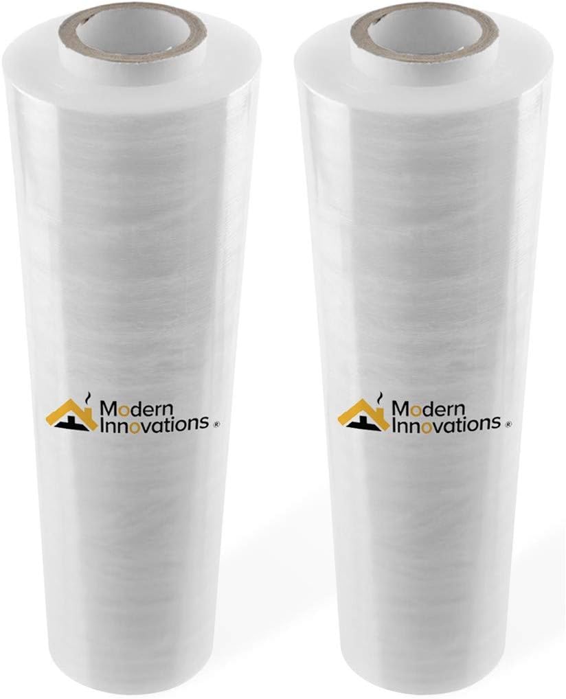 Modern Innovations 15 Inch Clear Stretch Wrap Replacement Roll (2 Refill Rolls-2000 Feet) No Handle, Shrink Wrap for Moving, Packing Supplies for Wrapping Furniture, Plastic Pallet Cling