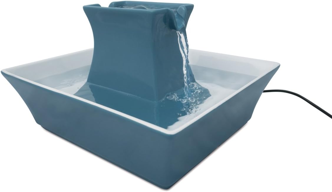 PetSaf Drinkwel Pagod Fountai Hygieni Cerami Continuou Flowin Fountai Elevate Uppe Bow Doubl Free-Fallin Strea Desig Minimalis Pe Hydratio Statio 7 o Capacity